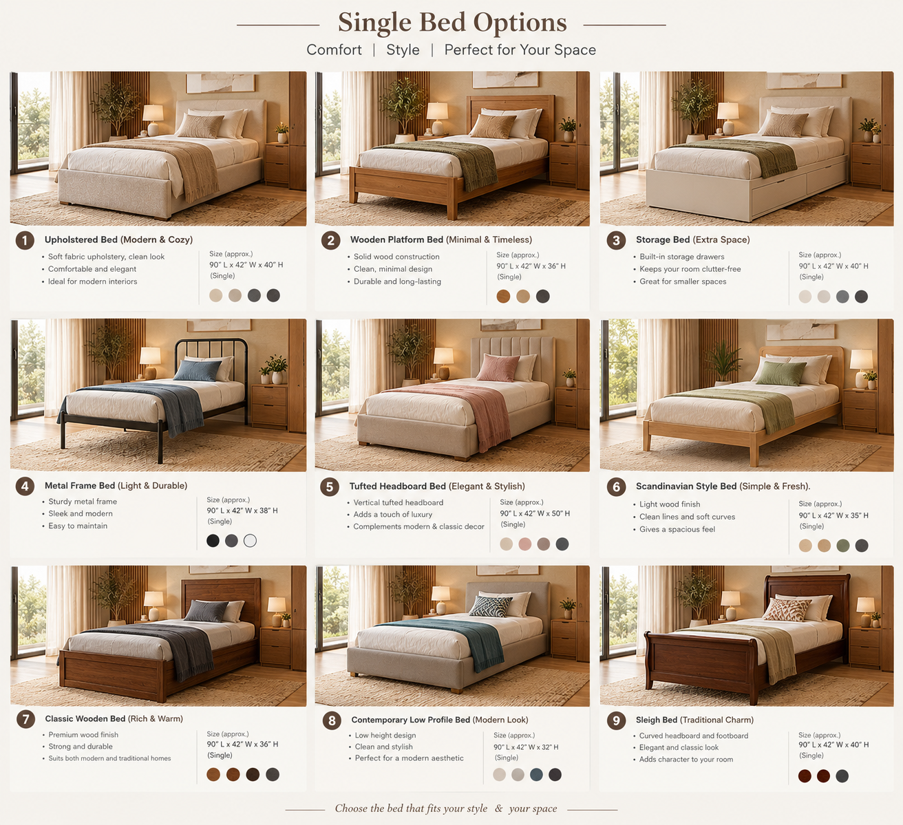 Different furniture style options