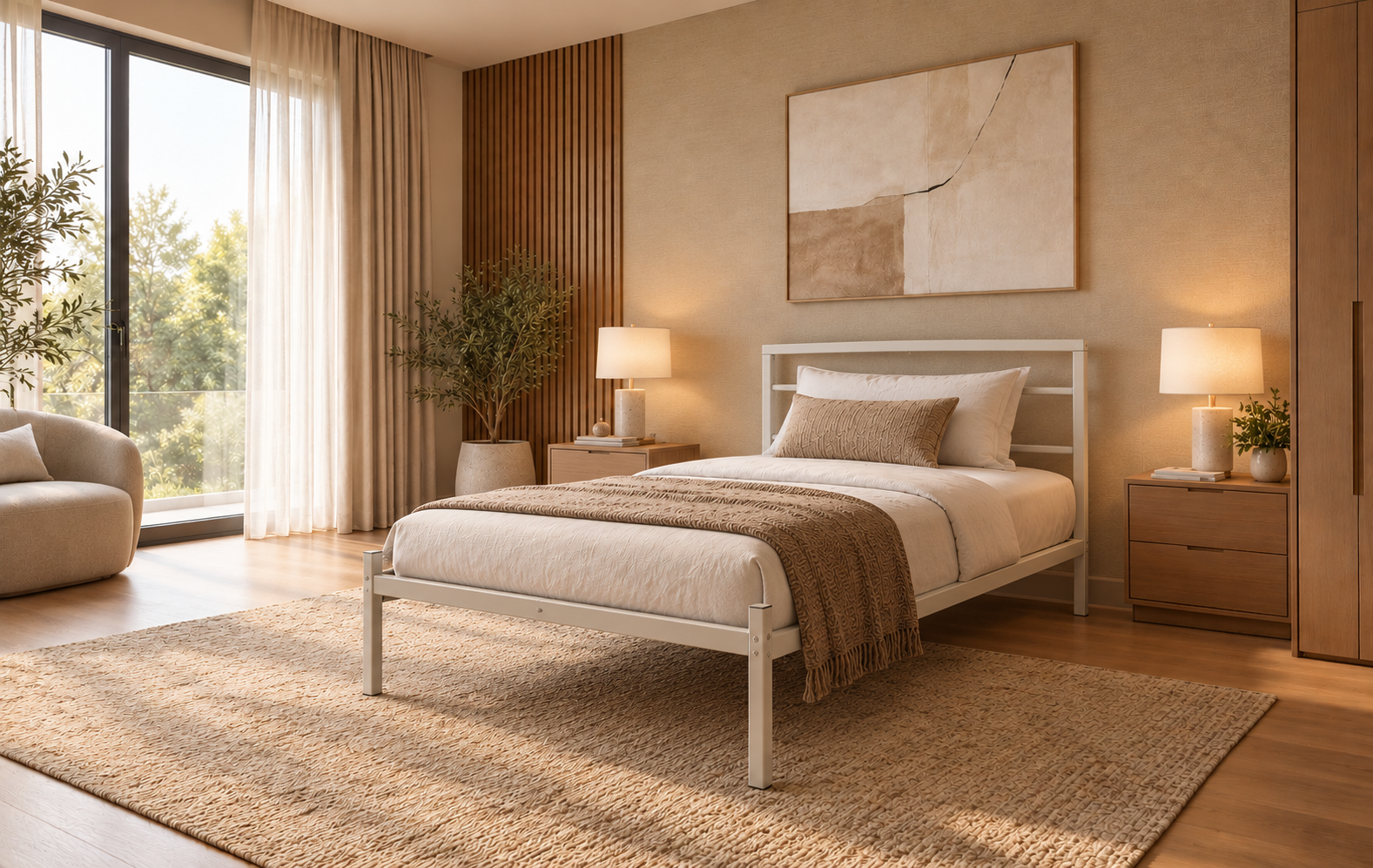 Finished bedroom with selected furniture